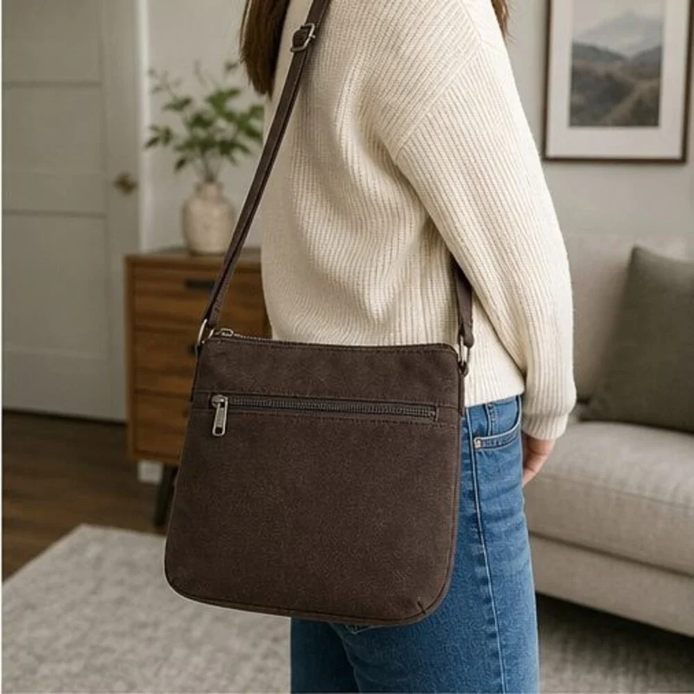 Espresso Canvas Crossbody Bag